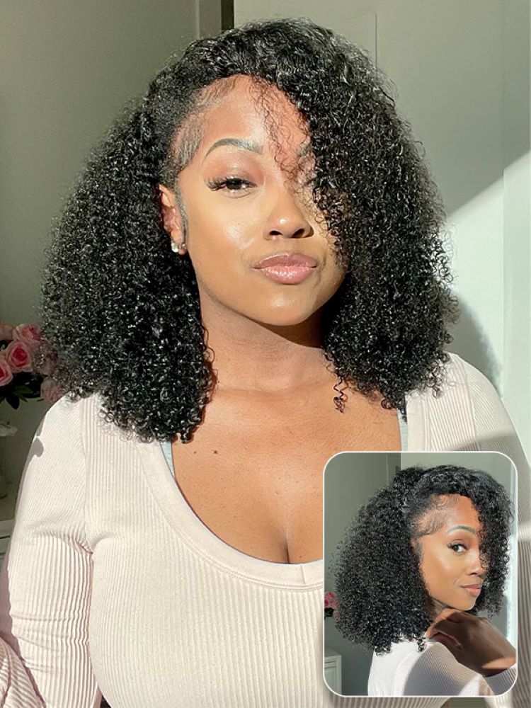CurlyMe 3 In 1 Half Wig Afro Kinky Curly Glueless Install Half Wig With Draw-string Beginner Friendly - Image 12