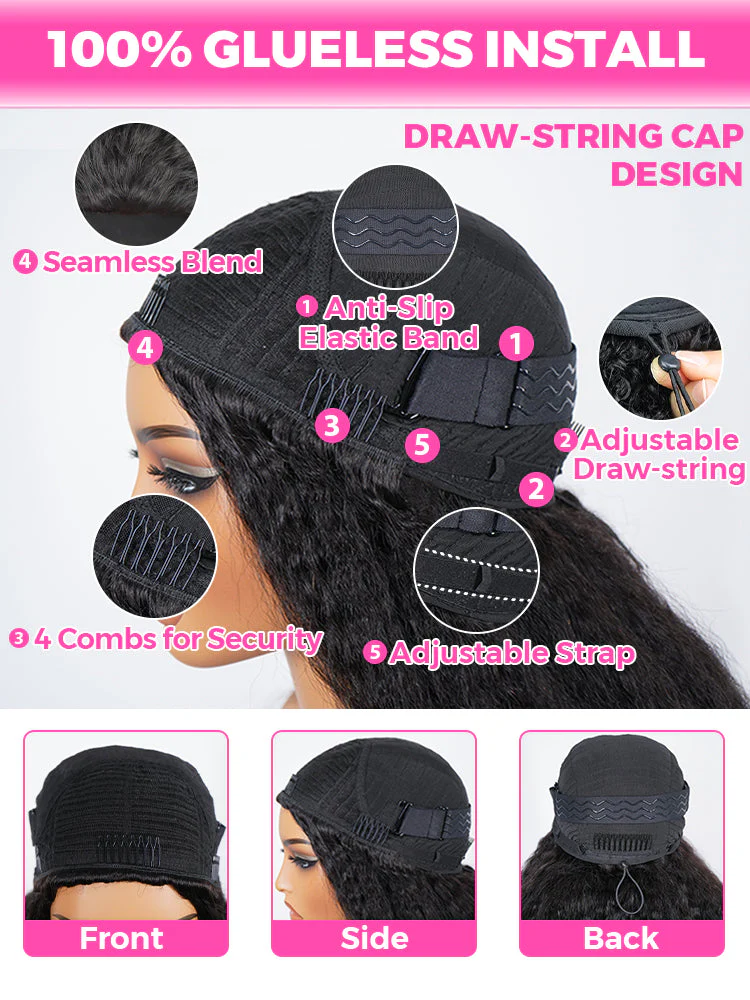 CurlyMe 3 In 1 Half Wig Burmese Curly Glueless Install Half Wig With Adjustable String Beginner Friendly - Image 10