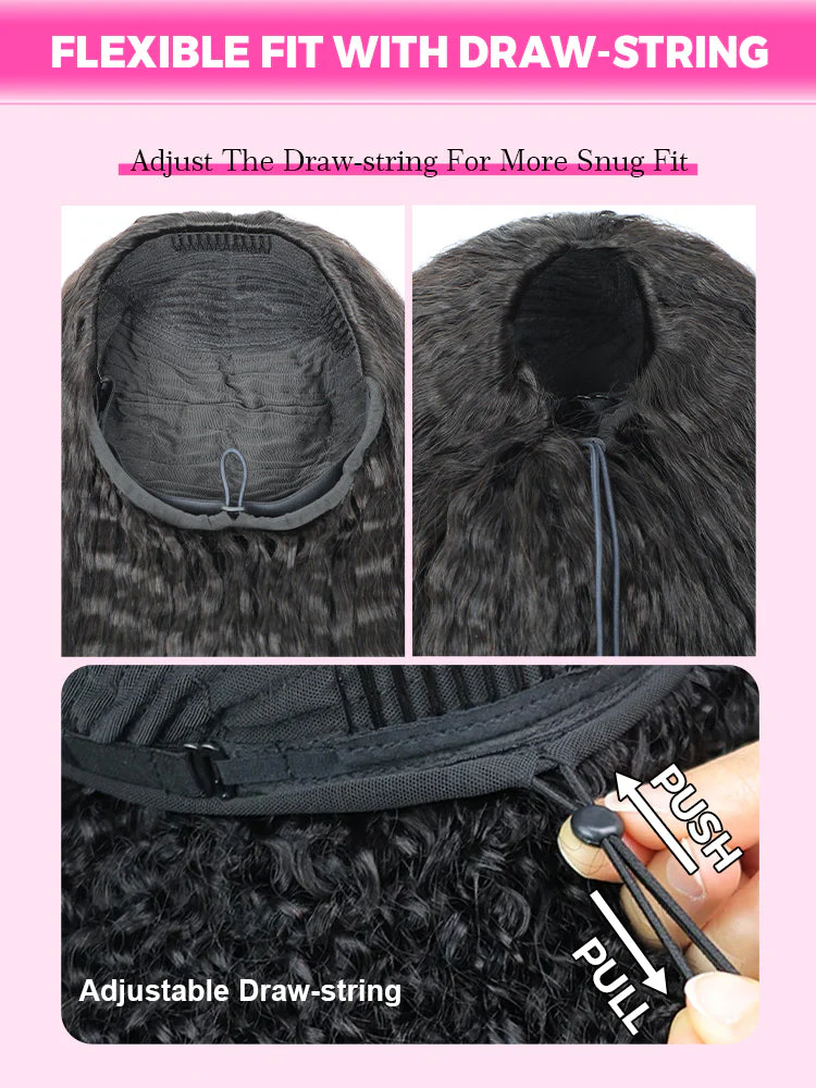 CurlyMe 3 In 1 Half Wig Burmese Curly Glueless Install Half Wig With Adjustable String Beginner Friendly - Image 11