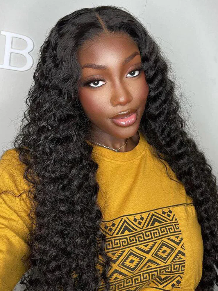 CurlyMe Pre-cut 9x6 Lace M-cap Wear Go Glueless Mini Knots Deep Wave Hair HD Lace Front Wig Pre-plucked - Image 3
