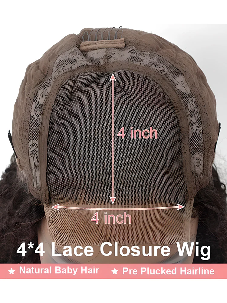 CurlyMe Short Haircuts Straight Hair 4x4 Lace Closure Bob Wigs Pre Plucked - Image 7
